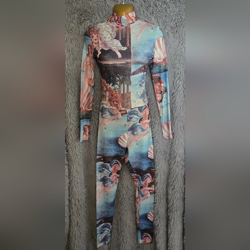 Art Print Long Sleeve Jumpsuit - Picture 2 of 9